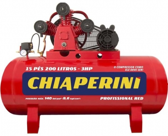 Compressor de Pistão Média Pressão 15 Pcm 200L RED Chiaperini